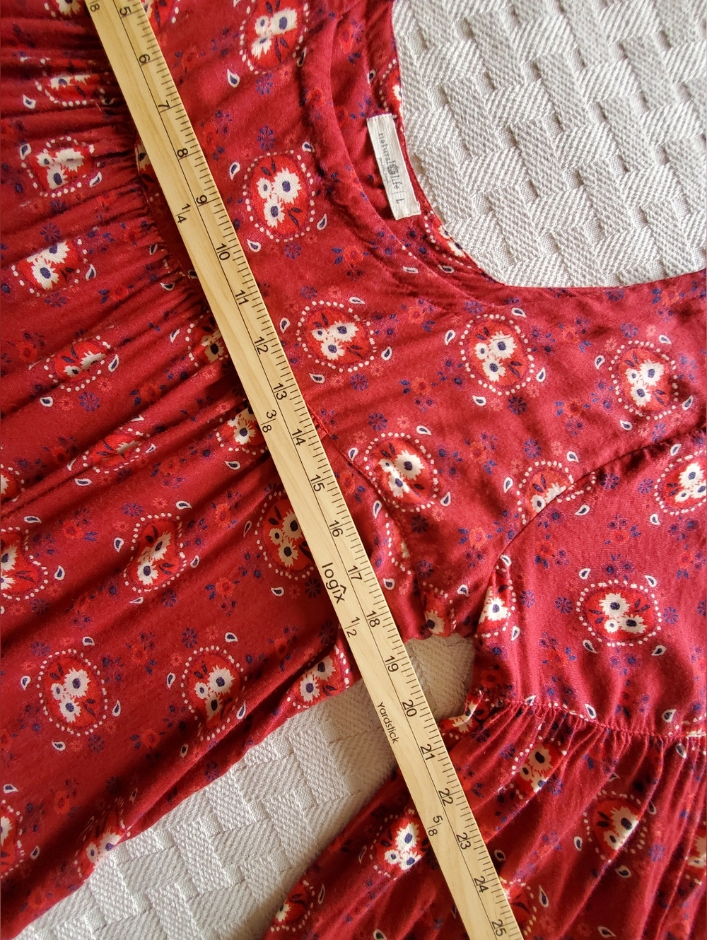 NATURAL LIFE Maroon Floral Reese Boho Smocked Tunic Mini Dress - Picture 8 of 11